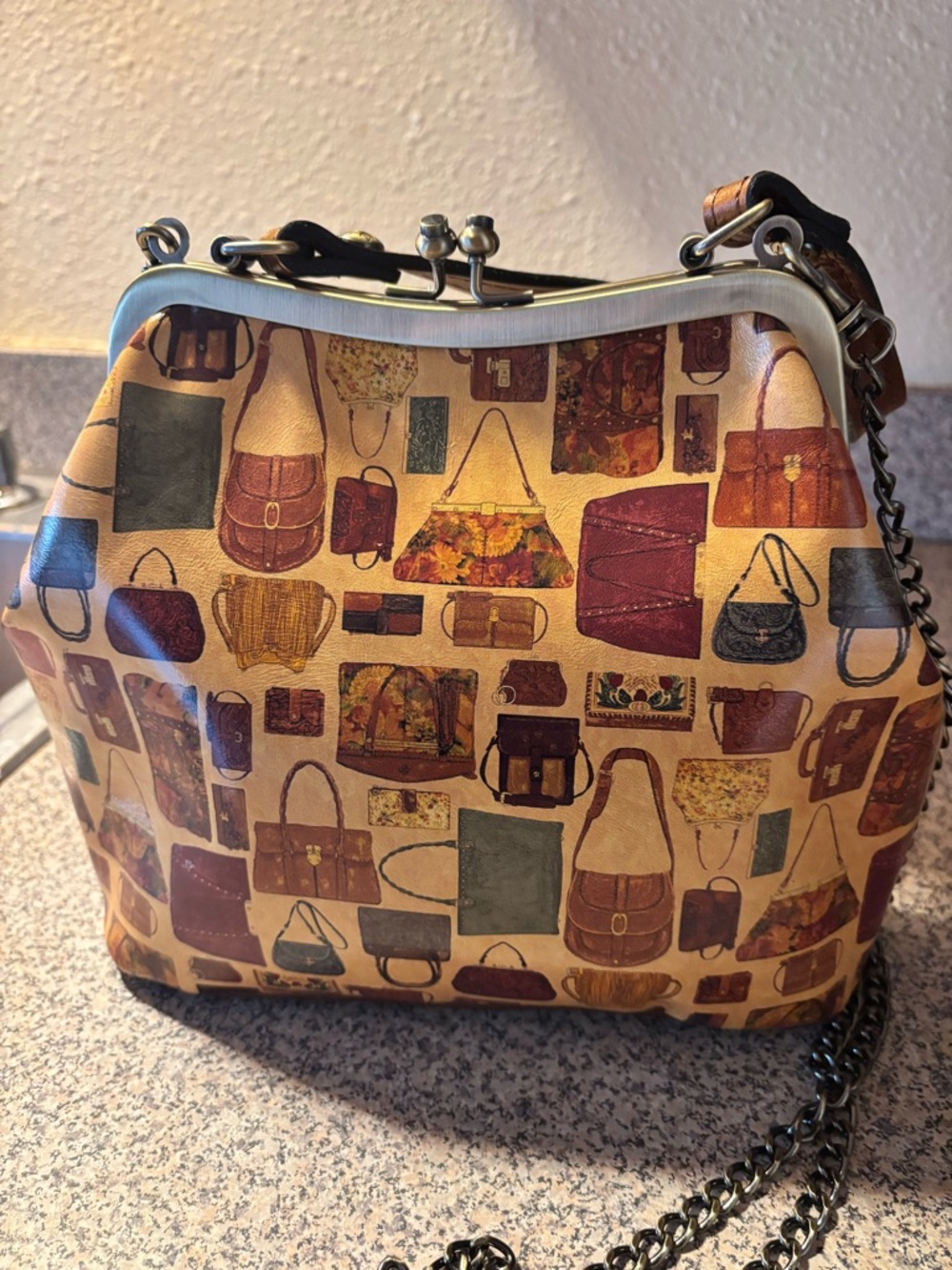 Patricia Nash Cream Crossbody Bag with Multicolor Handbag Print